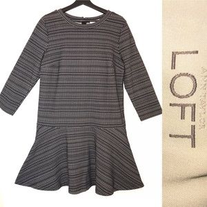 LOFT NWOT Black /Grey Knit Dress